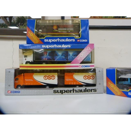 97 - Collection of boxed Corgi Superhauler diecast trucks and vehicles to include Securicor Omega Express... 