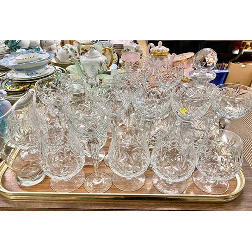 317 - Assorted crystal to include wine glasses, brandy glasses, decanter, etc