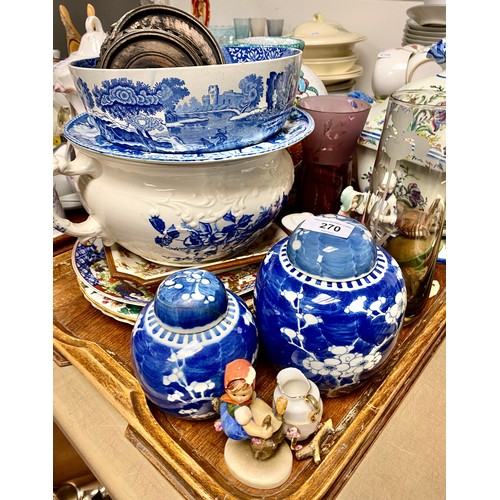 270 - Assorted items including Royal Doulton lady figure, Goebel figurine, decorative plates, ginger jars,... 