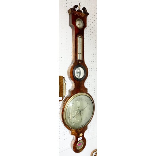 220 - Georgian Mahogany Barometer by J & M Riva, Glasgow