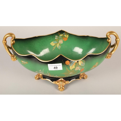 49 - Carlton ware 'Royale vert' Gondola dish, 33 cm wide