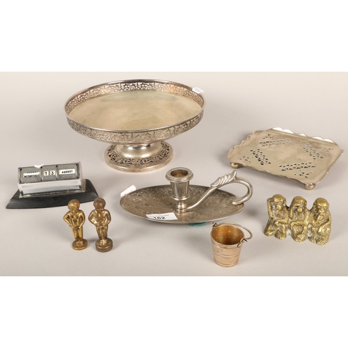 162 - Silver plated ware and desk accessories