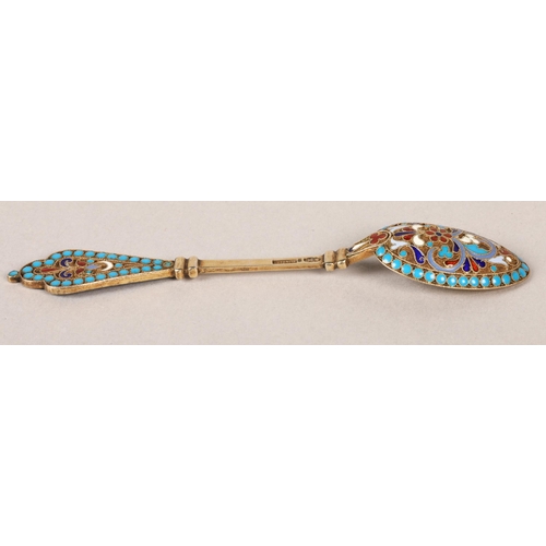 181 - 19 th century Russian enamel spoon stamped Gustav Klingert