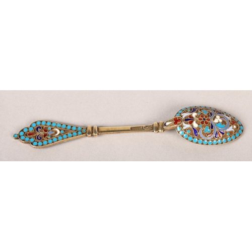 181 - 19 th century Russian enamel spoon stamped Gustav Klingert