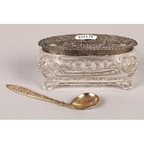 182 - Silver topped jar, Birmingham 1904, with spoon (2)