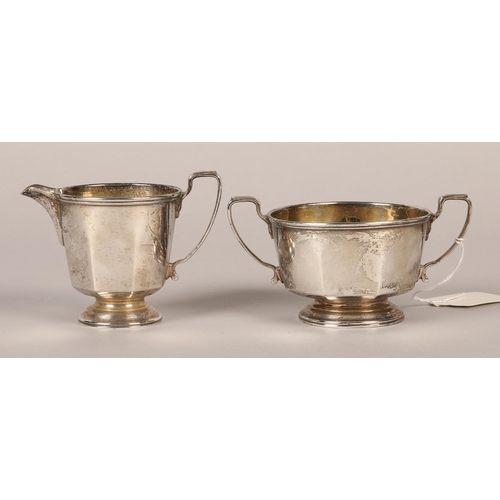 194 - Silver sugar bowl and cream,  Birmingham 1934(2)