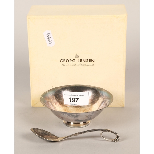 197 - Georg Jensen silver bowl and spoon in box