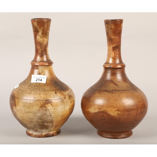 214 - Pair of studio pottery vases, 30 cm high (2)