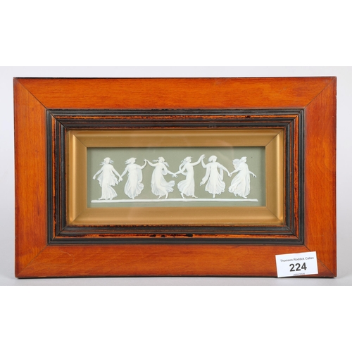 224 - Jasper ware green plaque mounted in frame, 31 x 20 cm 