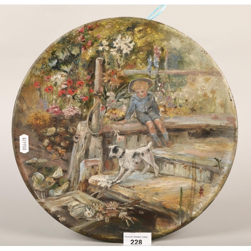 228 - Oil painting on metal lid