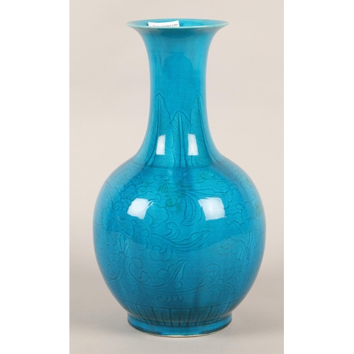 330 - Turquoise Persian-style baluster vase, approx. 33cm height