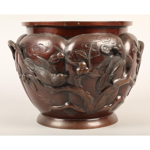 336 - Japanese bronzed jardiniere 