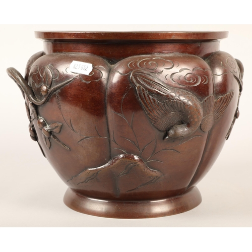 336 - Japanese bronzed jardiniere 