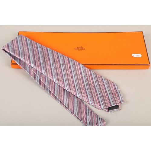 337 - Hermes tie in box and Hermes silk scarf with airplane design