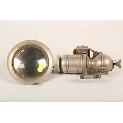 341 - Vintage pewter lamp, possibly for motorbike