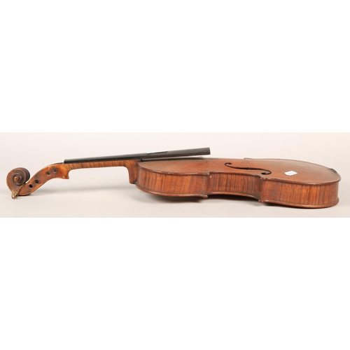 355 - 20th-century German violin, star impressed on button, length of back: 36cm, with restorations