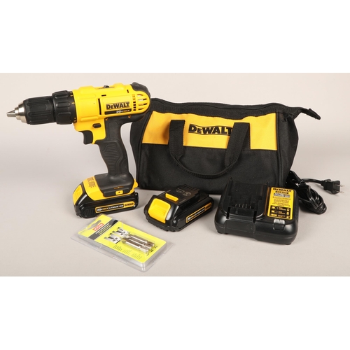 357 - Boxed DeWalt 20v Max drill with components and extractor set