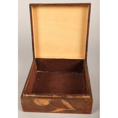 381 - Leather inlaid jewellery box & another hardwood box