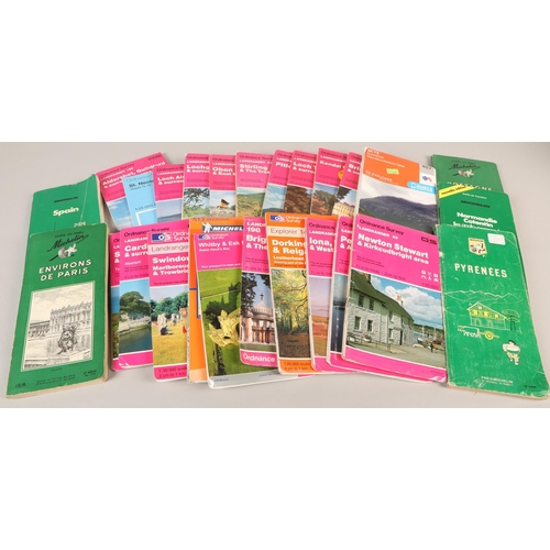 389 - Box of assorted Ordnance Survey maps and Michelin Guides