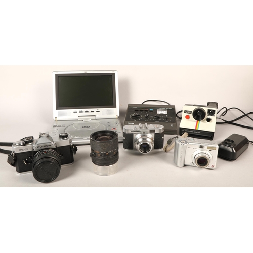 408 - Box of assorted cameras, lenses, etc