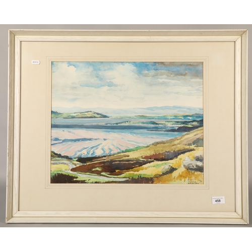 458 - Munro Melville, landscape scene, watercolour on paper, 1974, 37cm x 47cm, 59cm x 73cm (incl. frame)