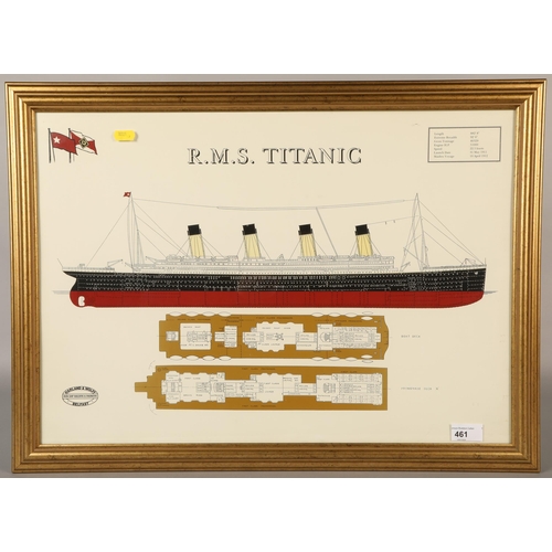 461 - R.M.S Titanic framed print, 48.5cm x 66cm