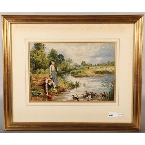 466 - Framed print by Birket Foster, 37cm x 25cm, 50cm x 60cm (incl. frame)