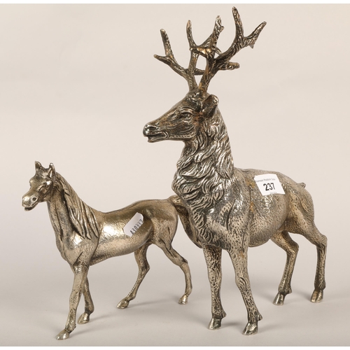 237 - Cast metal figures of deer and horse