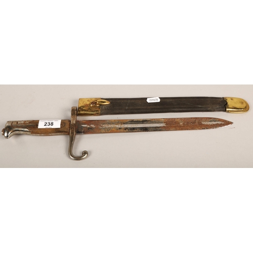 238 - Dagger with brass and leather sheath (45cm incl. sheath)