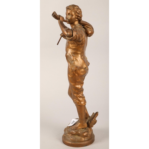 252 - Two cast metal figures of a gentleman and lady playing instruments