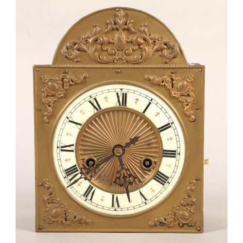 259 - Gustav Becker brass and mahogany mantel clock with fleur-de-lis designs on dial