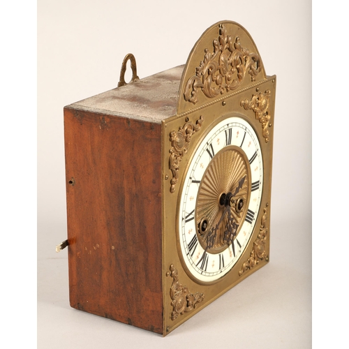 259 - Gustav Becker brass and mahogany mantel clock with fleur-de-lis designs on dial