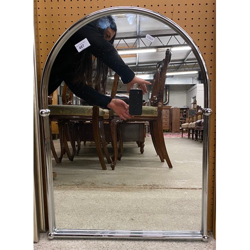 487 - Pair of metal framed arched bathroom mirrors