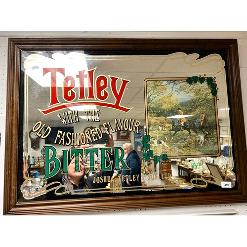 459 - Tetley Tea decorative advertising mirror embossed with slogan and hunting scene, 64cm x 89cm (incl. ... 