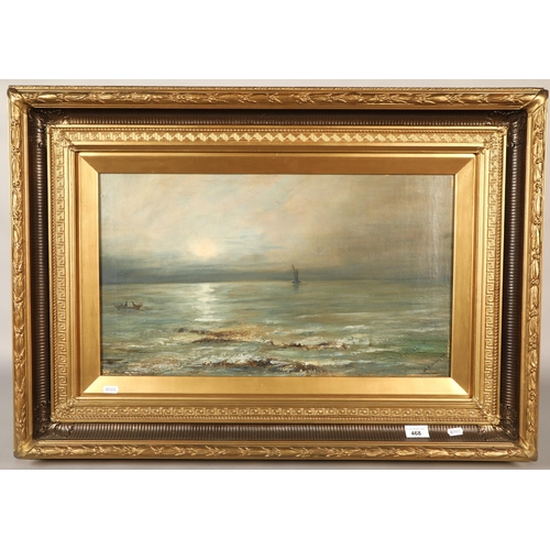 468 - B. Wilson, seascape, 1902, oil on canvas, 34cm x 60cm, 62cm x 88cm (incl. frame)