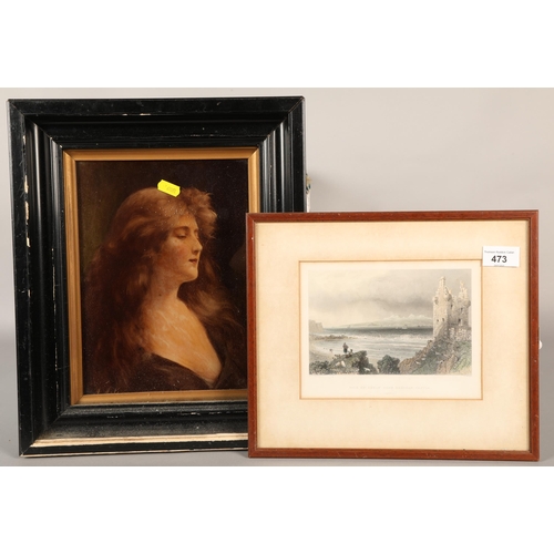 473 - Isle of Arran from Greenan Castle print and another of a lady