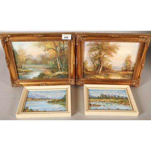 478 - Miniature decorative oil paintings, Blacklock print, etc