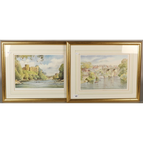 485 - K. W. Burton, four signed prints to include Knaresborough, Edinburgh Castle, etc