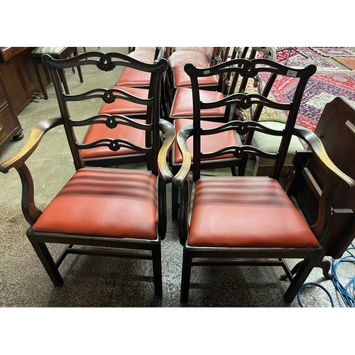 597 - Set of eight 19th century ladder back chairs ( including two carvers)