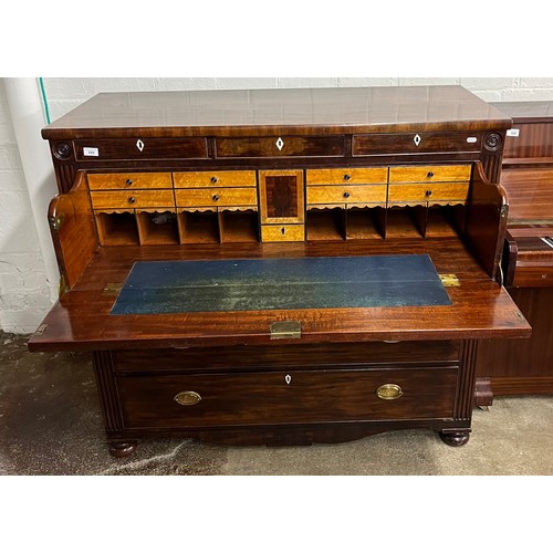 599 - 19th century mahogany secretaire chest of drawers with fitted interior.116 cm high 128 cm wide