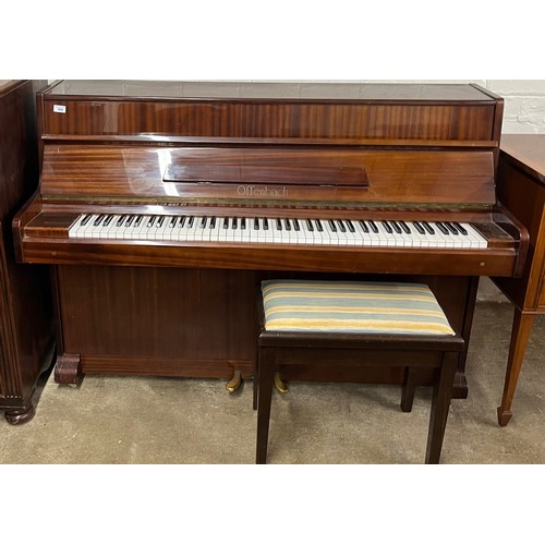 600 - Modern mahogany Offenbach upright overstrung piano stool & stool.