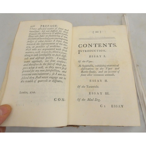 108 - MEAD RICHARD.  A Mechanical Account of Poisons in Several Essays. Eng. title vignette, another vigne... 