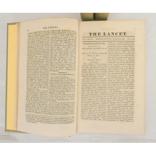 121 - The Lancet.  Vol. 1, 2nd ed.; Vol. 2, 2nd ed. & Vol. 10. 3 vols. Rebound brds., marble... 