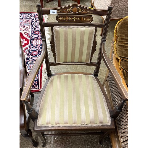 629 - Edwardian Salon chair with marquetry