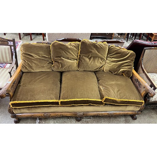 630 - Three seater Bergere settee