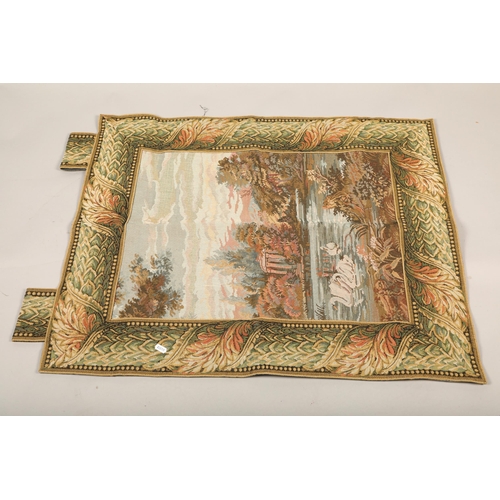 552 - Hanging wall tapestry depicting garden scene, swans, flora, etc (approx. 95cm x 75cm)