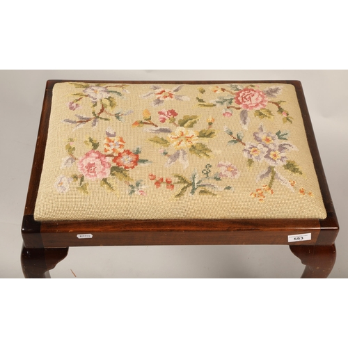 553 - Piano stool with floral design fabric seat