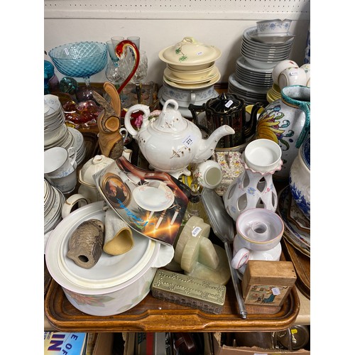 272 - Assorted items to include teapots, bookends, lustreware, hand mirror, etc