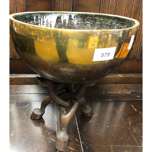 579 - Brass planter with stand