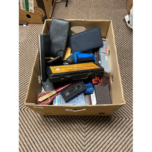 367 - Box containing socket set, drill set, portable radio, torch, etc